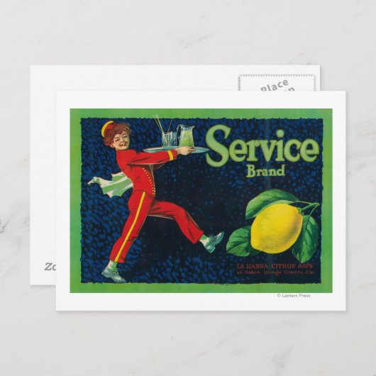 Service Lemon LabelLa Habra, CA Briefkaart (Voorkant / Achterkant)