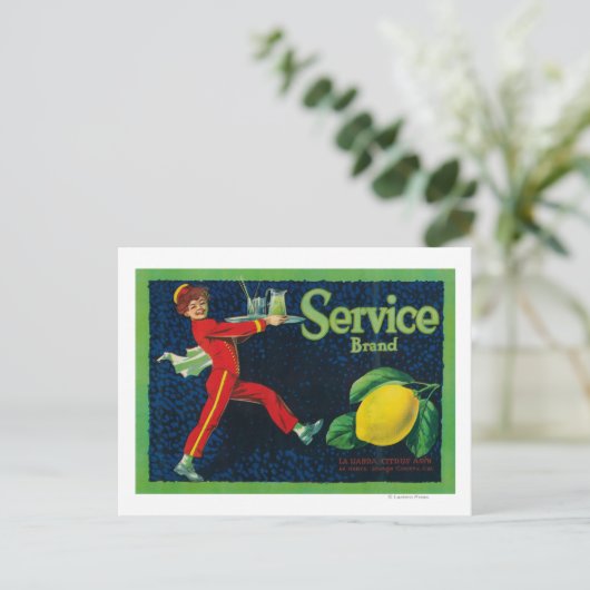 Service Lemon LabelLa Habra, CA Briefkaart (Staand voorkant)