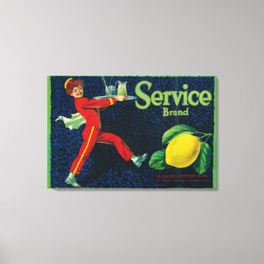 Service Lemon LabelLa Habra, CA Canvas Afdruk (Voorkant)