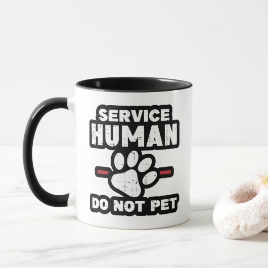 Service Mens Do Not Aaien Grappige Hond Liefhebber Mok (Met donut)
