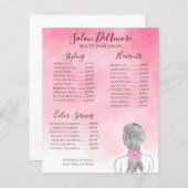 Service Menu Girl met Braid Pink Waterverf (Voorkant / Achterkant)