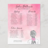 Service Menu Girl met Braid Pink Waterverf (Voorkant)