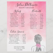 Service Menu Girl met Braid Pink Waterverf Briefhoofd (Voorkant)