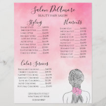 Service Menu Girl met Braid Pink Waterverf 