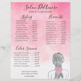 Service Menu Girl met Braid Pink Waterverf  Briefhoofd