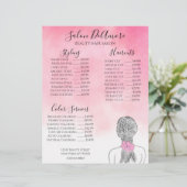 Service Menu Girl met Braid Pink Waterverf  Briefhoofd (Staand voorkant)