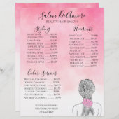 Service Menu Girl met Braid Pink Waterverf  Briefhoofd (Voorkant / Achterkant)