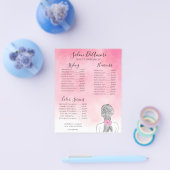 Service Menu Girl met Braid Pink Waterverf Flyer (Enkel)