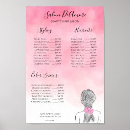 Service Menu Meisje met Vlecht Roze Aquarel  Poster