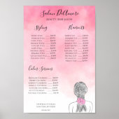 Service Menu Meisje met Vlecht Roze Waterverf  Poster (Voorkant)