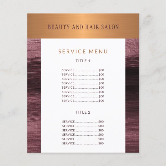 Service menu promotionele schoonheidssalon flyer (Voorkant)
