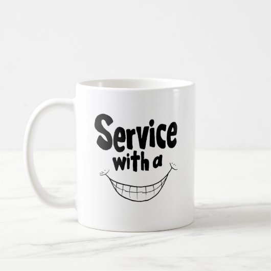 Service met een glimlach-Mok Koffiemok (Links)