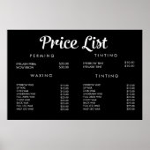 Service Price Menu Custom Printed Poster (Voorkant)