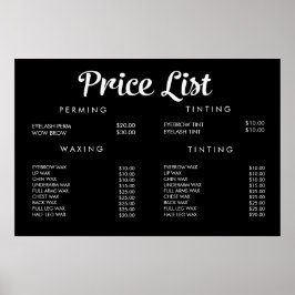 Service Price Menu Custom Printed Poster