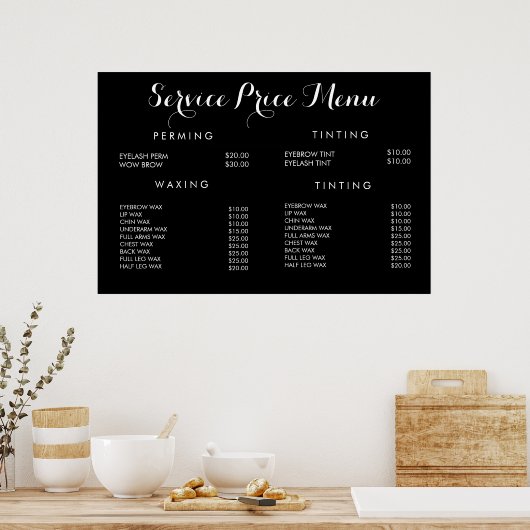 Service Prijs Menu Custom Gedrukt Poster (Keuken)
