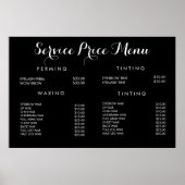 Service Prijs Menu Custom Gedrukt Poster (Voorkant)