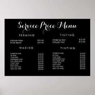 Service Prijs Menu Op Maat Gedrukt Poster