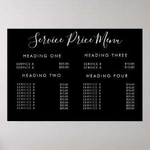 Service Prijs Menu Op Maat Gemaakt Gedrukt Poster
