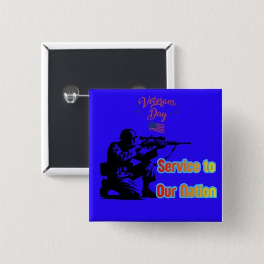 Service To Nation deep blue Vierkante Button 5,1 Cm (Voorkant /achterkant)