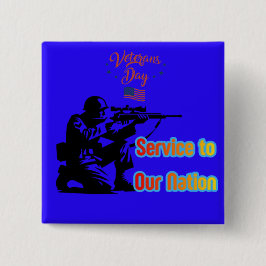 Service To Nation deep blue Vierkante Button 5,1 Cm
