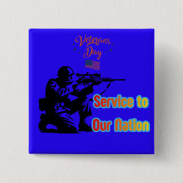 Service To Nation diepblauw Vierkante Button 5,1 Cm