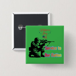 Service To Nation keldergroen Vierkante Button 5,1 Cm