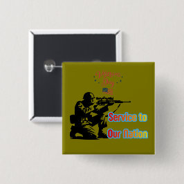 Service To Nation olijf Vierkante Button 5,1 Cm