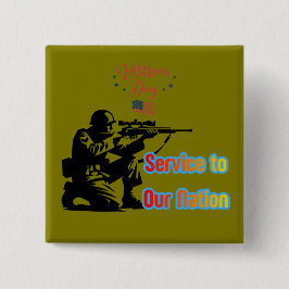 Service To Nation olijf Vierkante Button 5,1 Cm