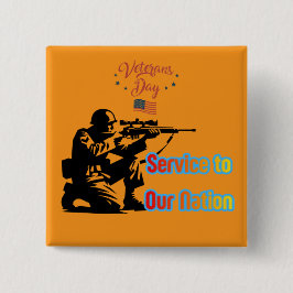 Service To Nation oranje Vierkante Button 5,1 Cm