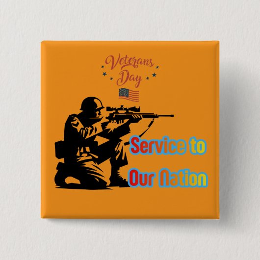 Service To Nation oranje Vierkante Button 5,1 Cm (Voorkant)
