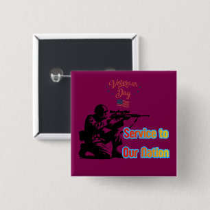 Service To Nation wijn Vierkante Button 5,1 Cm