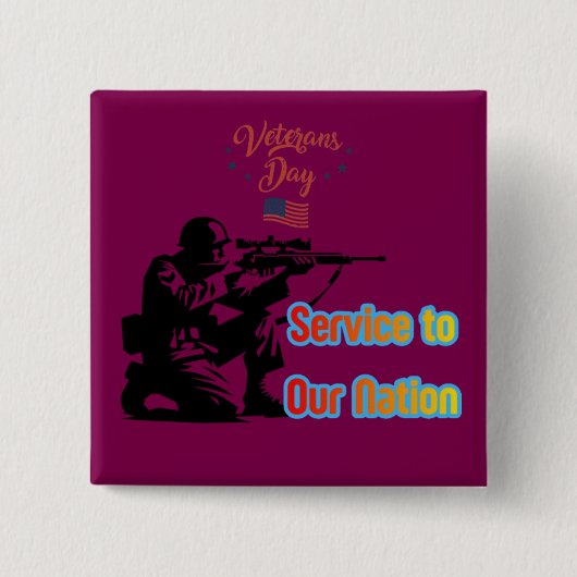 Service To Nation wine Vierkante Button 5,1 Cm (Voorkant)