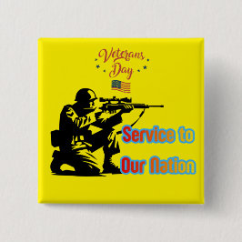 Service To Nation yellow Vierkante Button 5,1 Cm