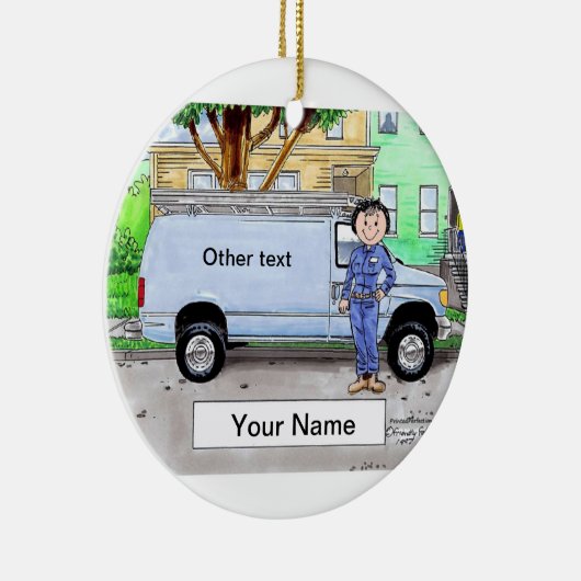 Service Van, Blauw - Vrouw Keramisch Ornament (Rechts)