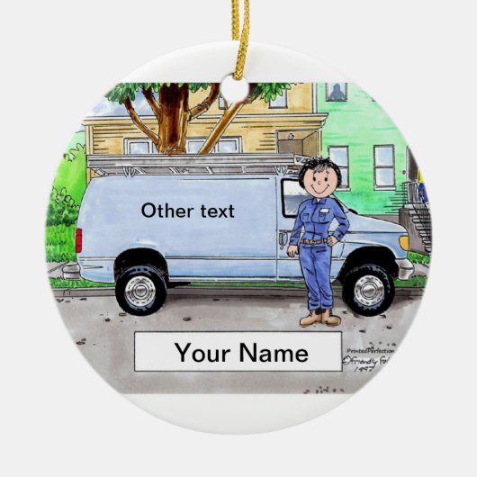 Service Van, Blauw - Vrouw Keramisch Ornament (Voorkant)