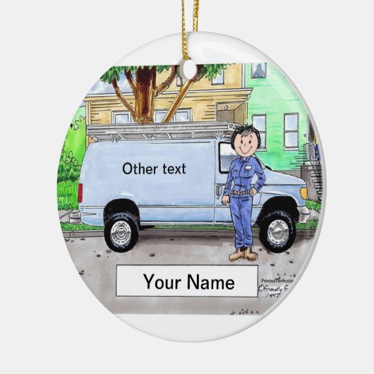 Service Van, Blauw - Vrouw Keramisch Ornament (Links)