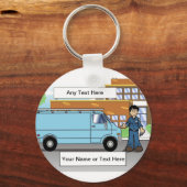Service Van Blue, Contractor - Mannelijke Cartoon Sleutelhanger (Voorkant)