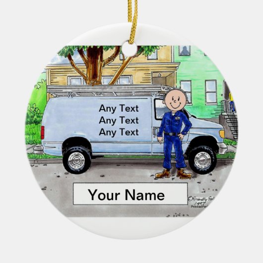 Service Van, Blue - Male Keramisch Ornament (Voorkant)