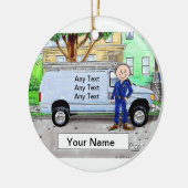 Service Van, Blue - Male Keramisch Ornament (Links)