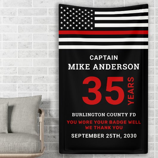 Service van de pensioenjaren van de brandweerman m spandoek