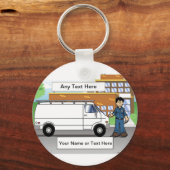 Service Van White Cartoon door PrintedPerfection.c Sleutelhanger (Voorkant)