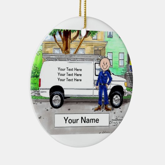 Service Van, White - Male Keramisch Ornament (Rechts)