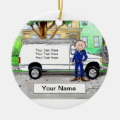 Service Van, White - Male Keramisch Ornament (Voorkant)