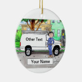 Service Van, White - Vrouw Keramisch Ornament (Rechts)