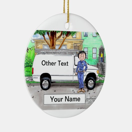 Service Van, White - Vrouw Keramisch Ornament (Rechts)