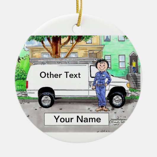 Service Van, White - Vrouw Keramisch Ornament (Voorkant)