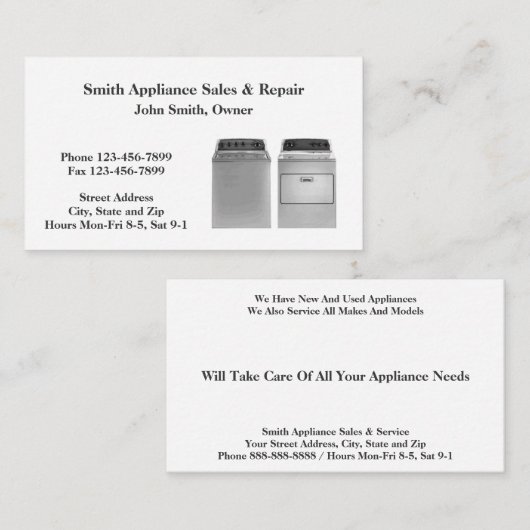 Service-Visitekaartje voor verkoop en reparatie va Visitekaartje (Voorkant / Achterkant)