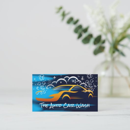 Service voor het reinigen van autowasbellen visitekaartje (Staand voorkant)