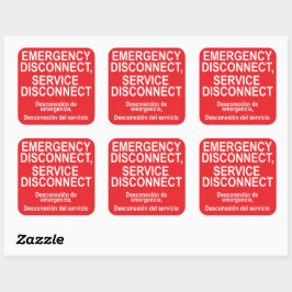 Service voor noodontkoppeling — Verbrekingslabel Vierkante Sticker