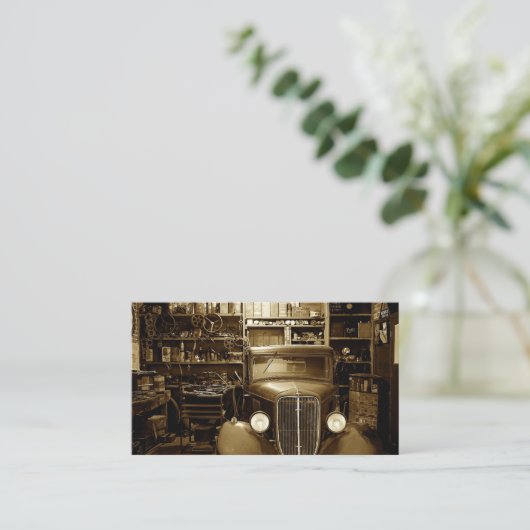 Service voor reparatie van auto-technicus visitekaartje (Staand voorkant)